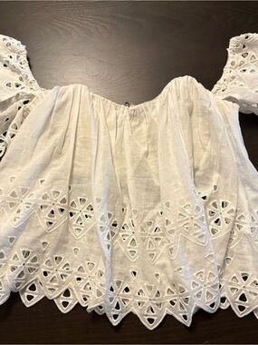 Stone Cold Fox White Eyelet Off-Shoulder Blouse
